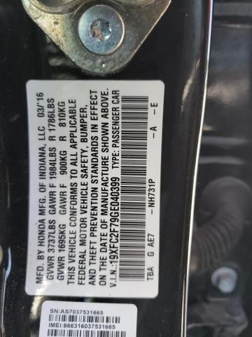 Photo 9 VIN: 19XFC2F79GE040399 - HONDA CIVIC EX 