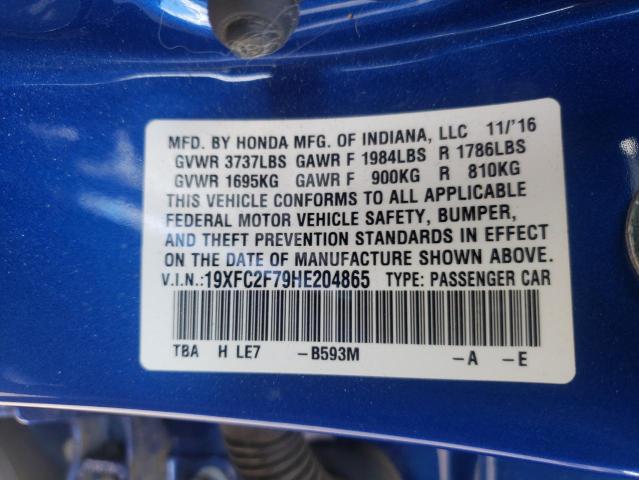 Photo 9 VIN: 19XFC2F79HE204865 - HONDA CIVIC EX 