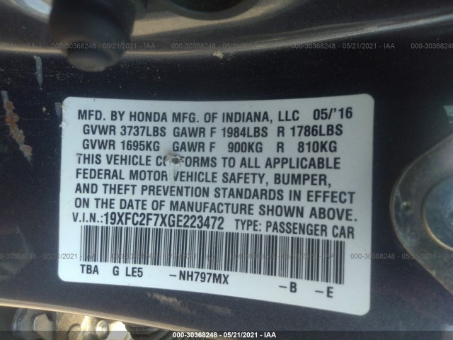 Photo 8 VIN: 19XFC2F7XGE223472 - HONDA CIVIC SEDAN 