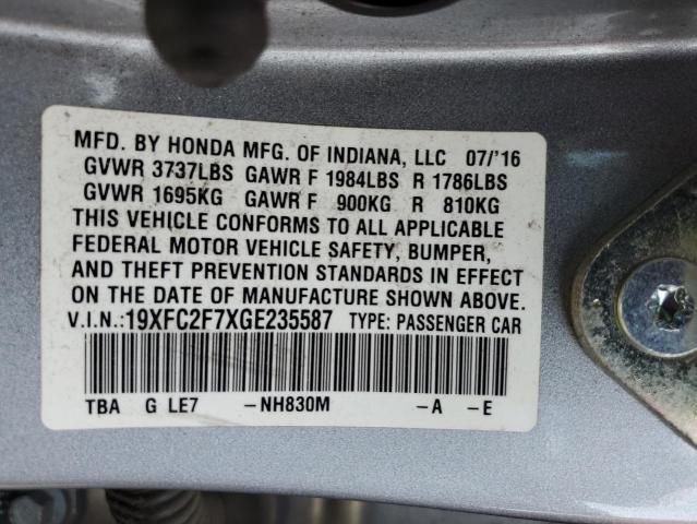 Photo 11 VIN: 19XFC2F7XGE235587 - HONDA CIVIC 