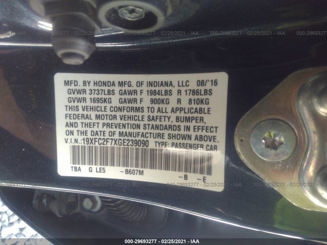 Photo 8 VIN: 19XFC2F7XGE239090 - HONDA CIVIC SEDAN 