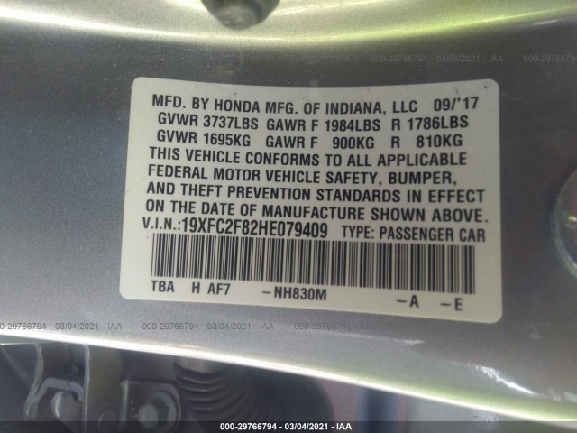 Photo 8 VIN: 19XFC2F82HE079409 - HONDA CIVIC SEDAN 