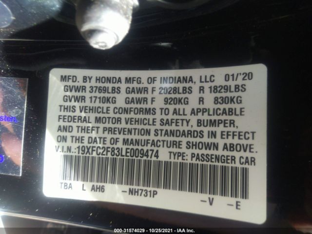 Photo 8 VIN: 19XFC2F83LE009474 - HONDA CIVIC SEDAN 