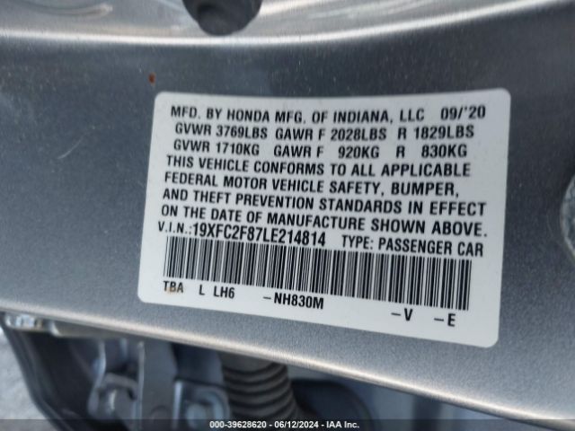 Photo 8 VIN: 19XFC2F87LE214814 - HONDA CIVIC 