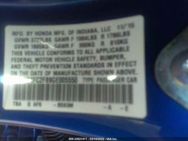 Photo 8 VIN: 19XFC2F89GE005550 - HONDA CIVIC SEDAN 