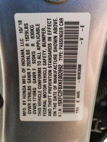 Photo 11 VIN: 19XFC2F8XKE002892 - HONDA CIVIC 