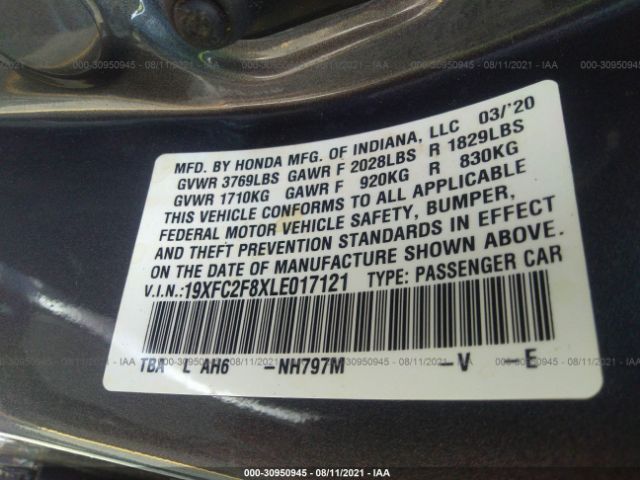 Photo 8 VIN: 19XFC2F8XLE017121 - HONDA CIVIC SEDAN 