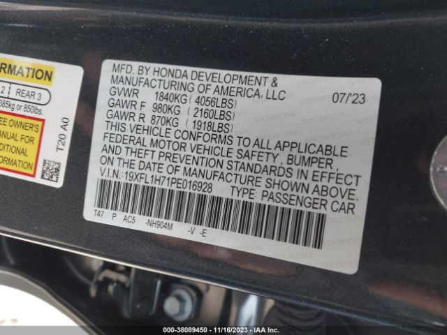 Photo 8 VIN: 19XFL1H71PE016928 - HONDA CIVIC 