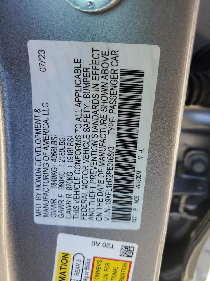 Photo 11 VIN: 19XFL1H72PE016873 - HONDA CIVIC 