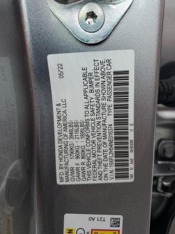 Photo 12 VIN: 19XFL2H54NE016374 - HONDA CIVIC LX 