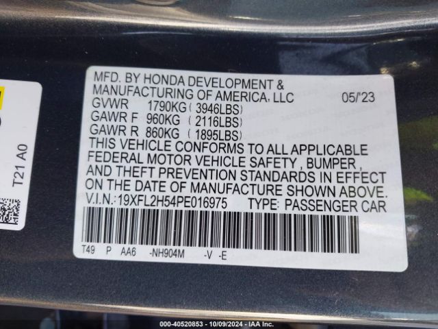 Photo 8 VIN: 19XFL2H54PE016975 - HONDA CIVIC 