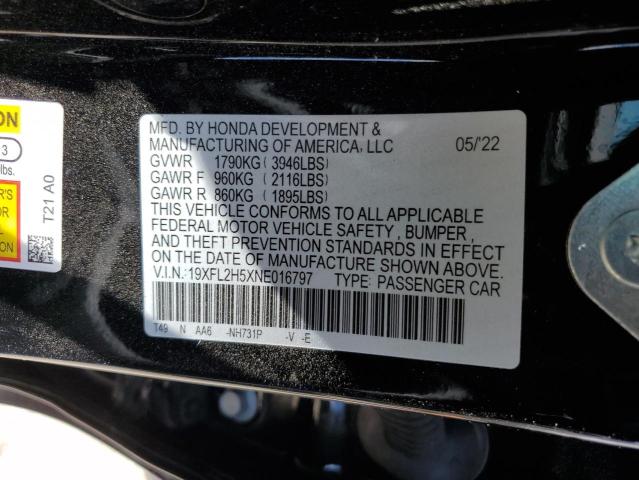 Photo 11 VIN: 19XFL2H5XNE016797 - HONDA CIVIC LX 