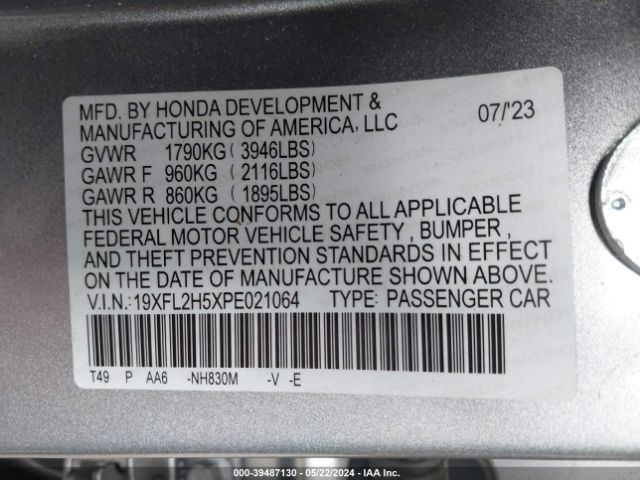 Photo 8 VIN: 19XFL2H5XPE021064 - HONDA CIVIC 