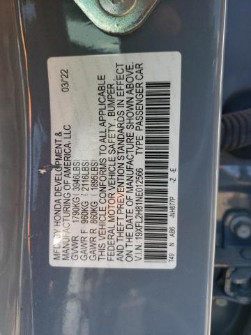 Photo 12 VIN: 19XFL2H81NE012566 - HONDA CIVIC 