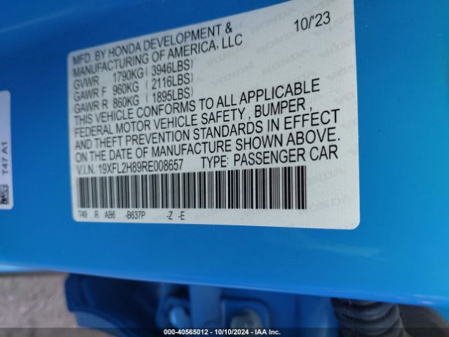 Photo 8 VIN: 19XFL2H89RE008657 - HONDA CIVIC 