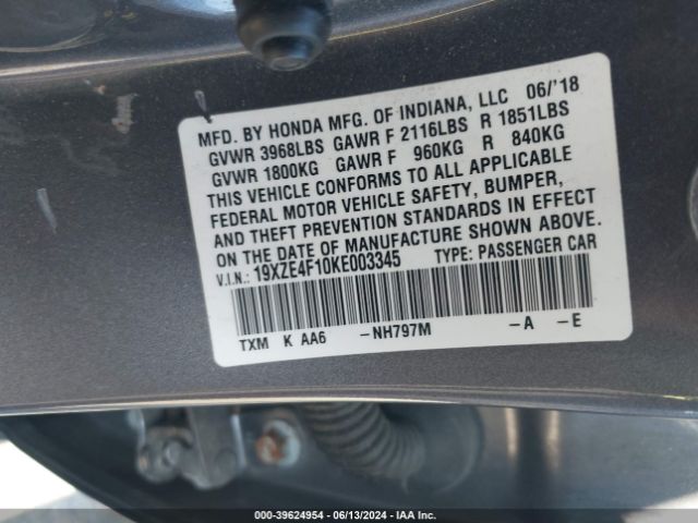 Photo 8 VIN: 19XZE4F10KE003345 - HONDA INSIGHT 