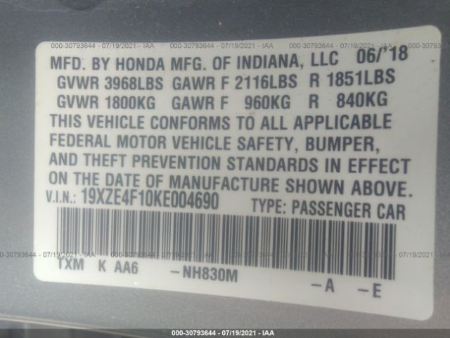 Photo 8 VIN: 19XZE4F10KE004690 - HONDA INSIGHT 