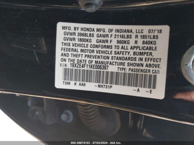 Photo 8 VIN: 19XZE4F11KE006397 - HONDA INSIGHT 