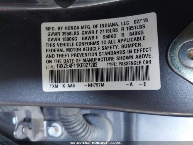 Photo 8 VIN: 19XZE4F11KE027282 - HONDA INSIGHT 