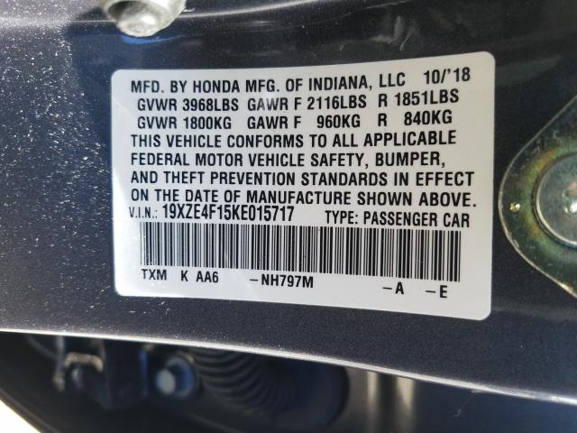 Photo 9 VIN: 19XZE4F15KE015717 - HONDA INSIGHT LX 