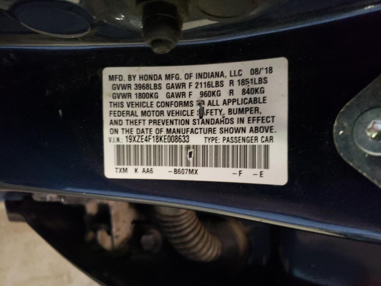 Photo 12 VIN: 19XZE4F18KE008633 - HONDA INSIGHT 