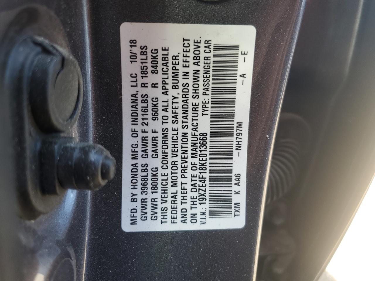 Photo 11 VIN: 19XZE4F18KE013668 - HONDA INSIGHT 