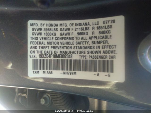 Photo 8 VIN: 19XZE4F18ME002348 - HONDA INSIGHT LX 