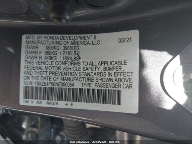 Photo 8 VIN: 19XZE4F50NE000954 - HONDA INSIGHT 