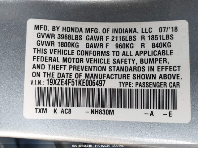 Photo 8 VIN: 19XZE4F51KE006497 - HONDA INSIGHT 