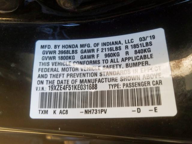 Photo 9 VIN: 19XZE4F51KE031688 - HONDA INSIGHT EX 