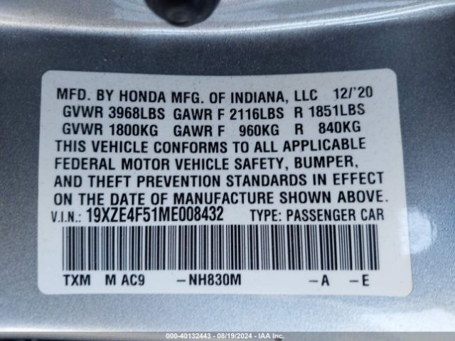 Photo 8 VIN: 19XZE4F51ME008432 - HONDA INSIGHT 