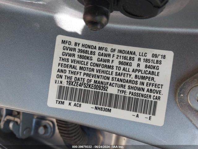 Photo 8 VIN: 19XZE4F52KE009392 - HONDA INSIGHT 