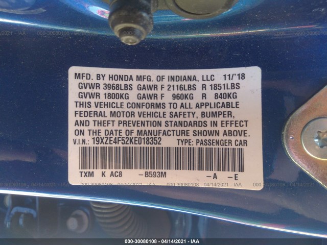 Photo 8 VIN: 19XZE4F52KE018352 - HONDA INSIGHT 