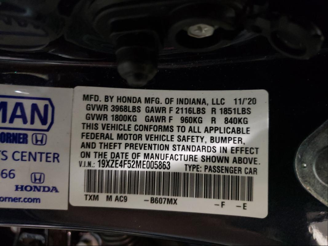 Photo 9 VIN: 19XZE4F52ME005863 - HONDA INSIGHT EX 