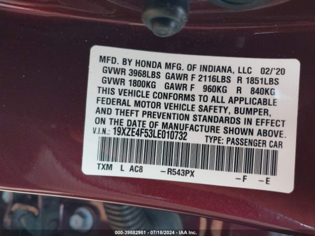 Photo 8 VIN: 19XZE4F53LE010732 - HONDA INSIGHT 