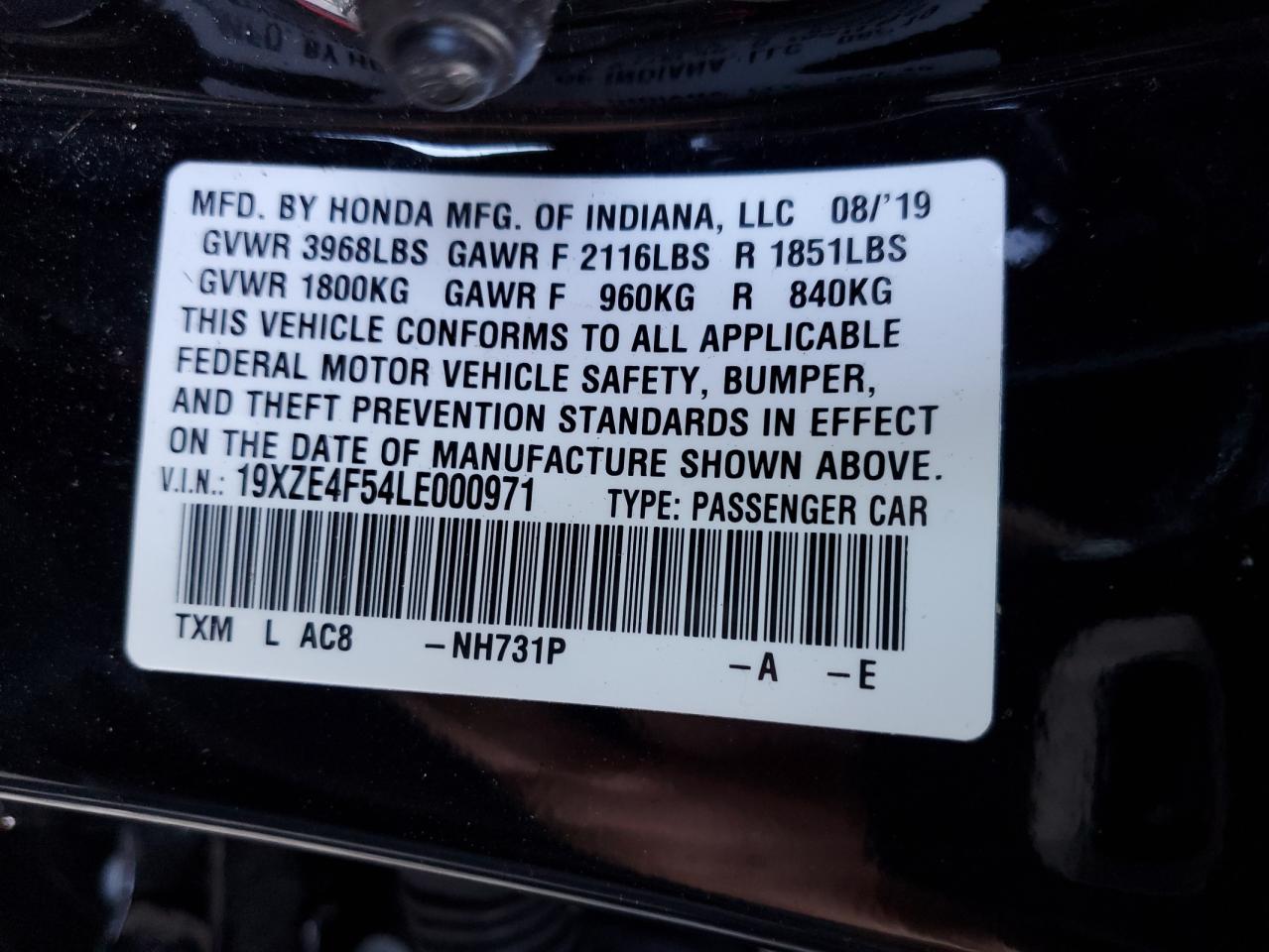 Photo 11 VIN: 19XZE4F54LE000971 - HONDA INSIGHT 