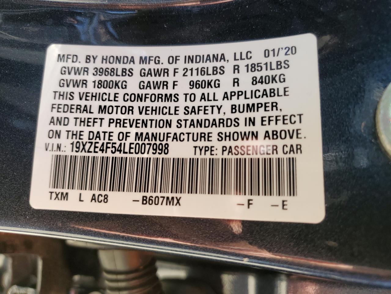 Photo 11 VIN: 19XZE4F54LE007998 - HONDA INSIGHT 