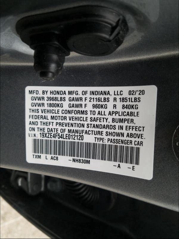 Photo 9 VIN: 19XZE4F54LE012120 - HONDA INSIGHT EX 