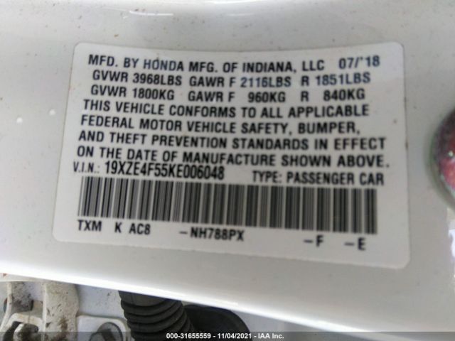 Photo 8 VIN: 19XZE4F55KE006048 - HONDA INSIGHT 