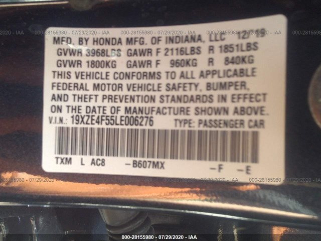 Photo 8 VIN: 19XZE4F55LE006276 - HONDA INSIGHT 