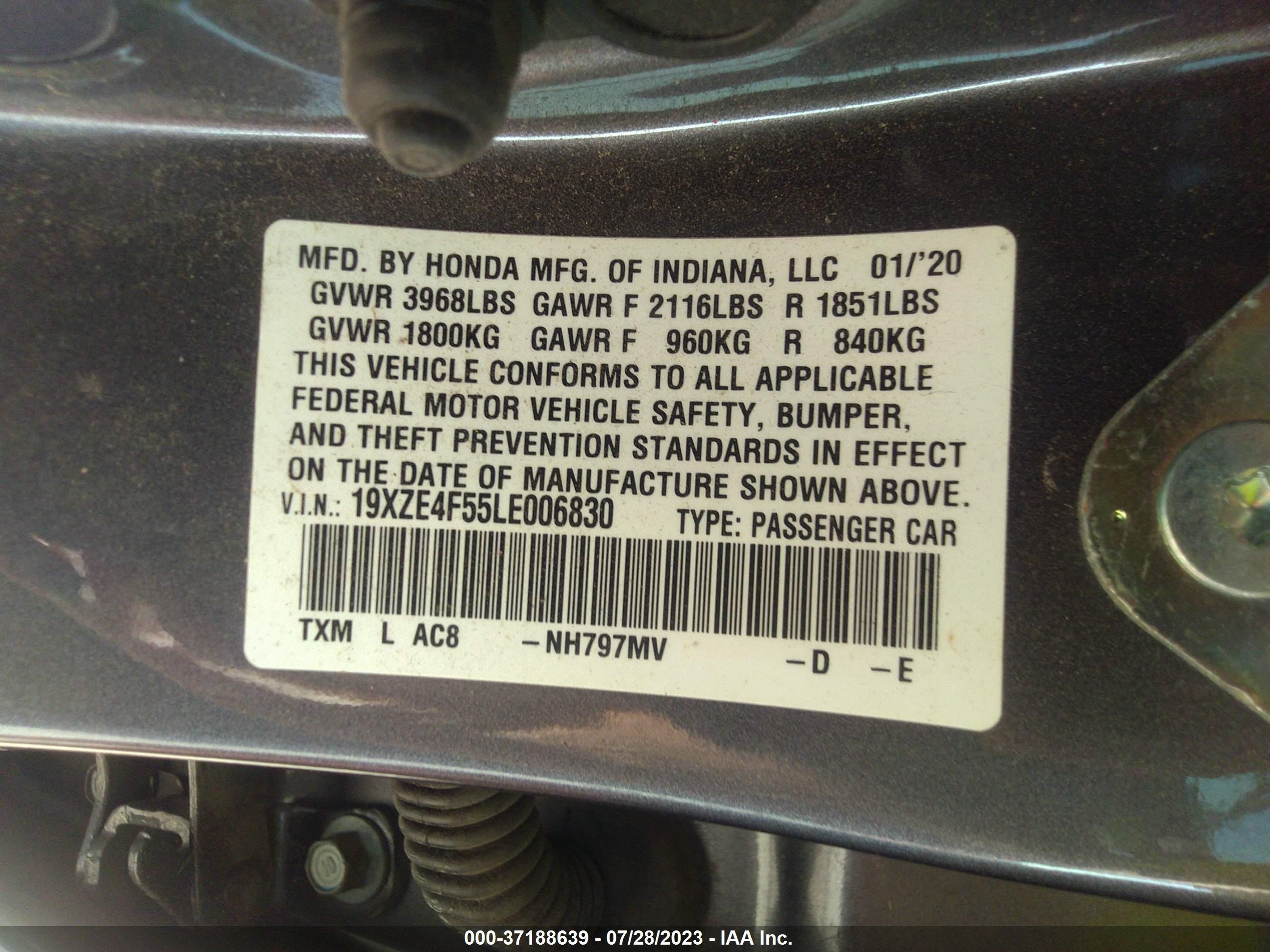 Photo 8 VIN: 19XZE4F55LE006830 - HONDA INSIGHT 