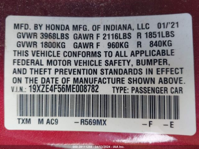 Photo 8 VIN: 19XZE4F56ME008782 - HONDA INSIGHT 