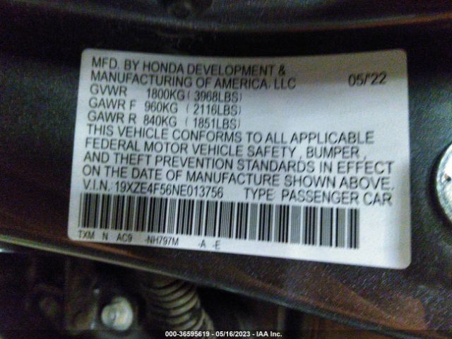 Photo 8 VIN: 19XZE4F56NE013756 - HONDA INSIGHT 