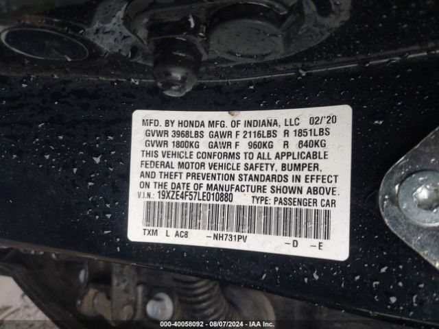 Photo 8 VIN: 19XZE4F57LE010880 - HONDA INSIGHT 