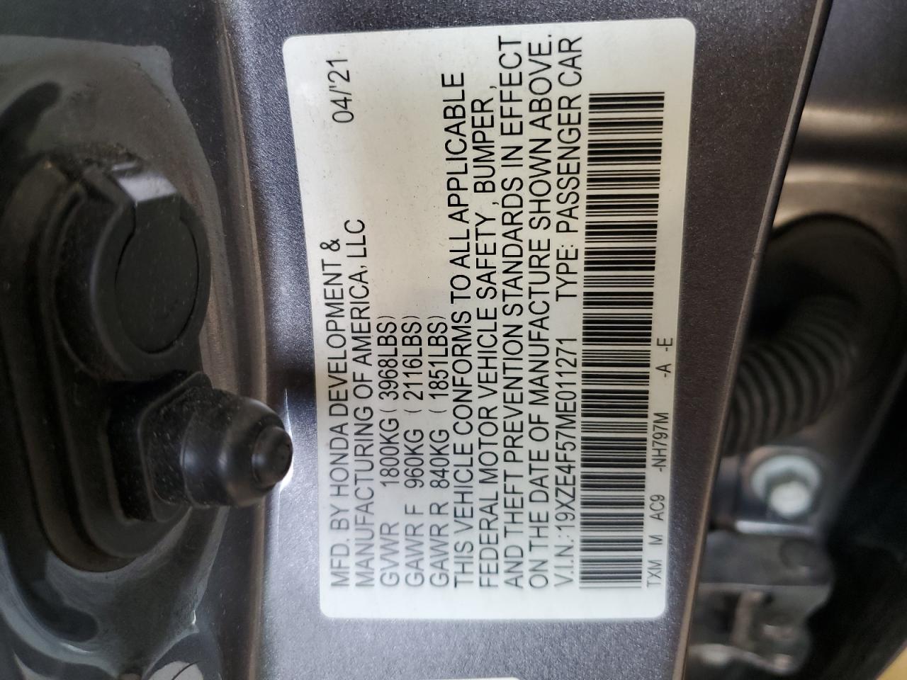 Photo 11 VIN: 19XZE4F57ME011271 - HONDA INSIGHT 