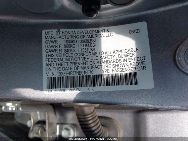 Photo 8 VIN: 19XZE4F57NE016570 - HONDA INSIGHT 