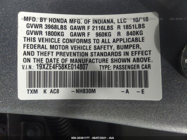 Photo 8 VIN: 19XZE4F58KE014807 - HONDA INSIGHT 