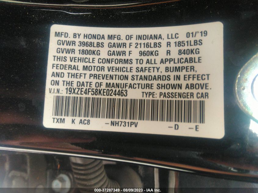 Photo 8 VIN: 19XZE4F58KE024463 - HONDA INSIGHT 