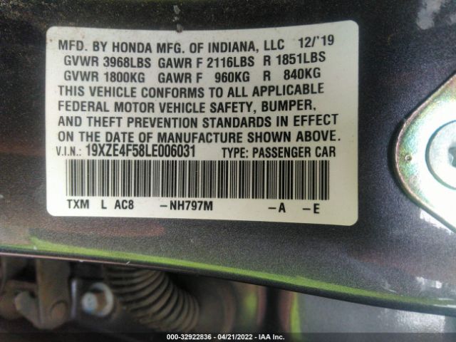 Photo 8 VIN: 19XZE4F58LE006031 - HONDA INSIGHT 