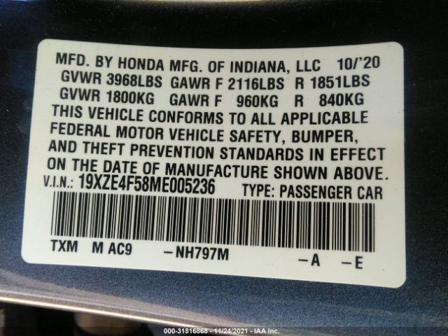 Photo 8 VIN: 19XZE4F58ME005236 - HONDA INSIGHT 